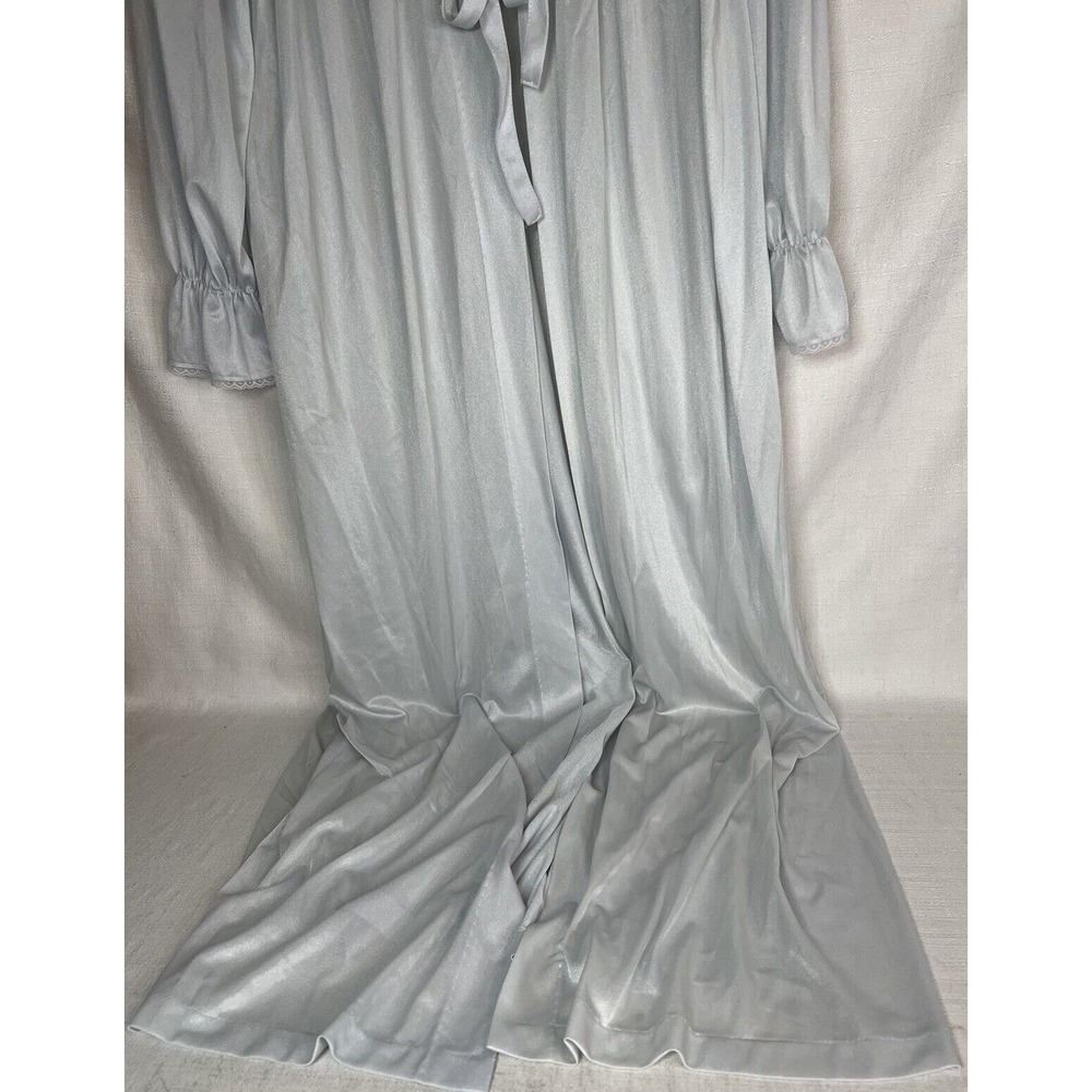 Vintage Ashely Ames Light Blue Maxi Front Tie Robe Nightgown Housecoat Medium - Picture 2 of 13